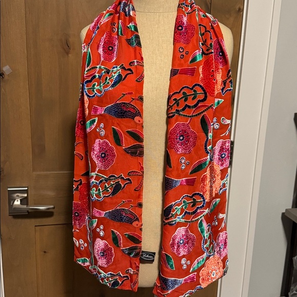 Shikreen Accessories - Shikreen Silk/Rayon Floral Bird Mosaic Scarf Womens Colorful whimsical Bohemian